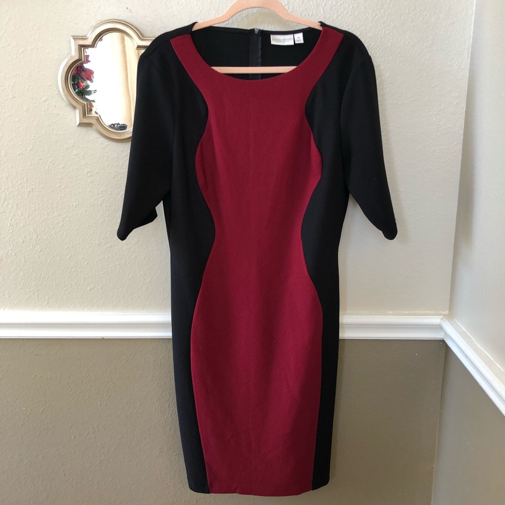 Bisou Bisou maroon and black party dress